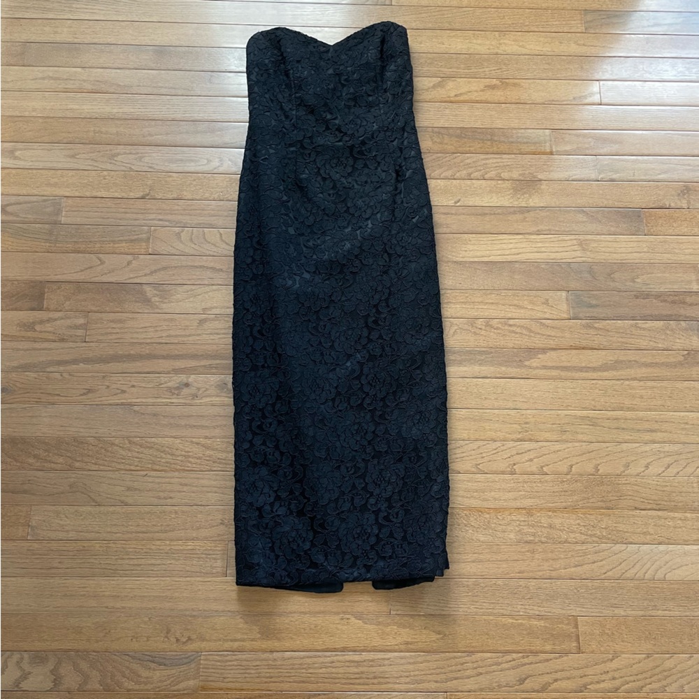 J Reynolds Black Lace Strapless Cocktail Dress